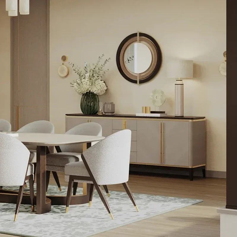 Postmodern neoclassical lacquer rhomboid carving Fendi large floor restaurant side cabinet