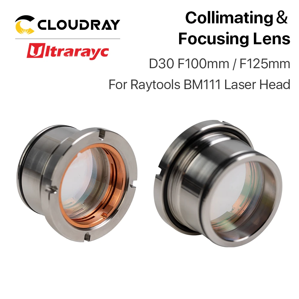 Ultrarayc BM111 BM110 0-3KW lentille de collimation et de mise au point D30 F100 F125mm avec support d'objectif pour tête de découpe Laser Raytools BM111