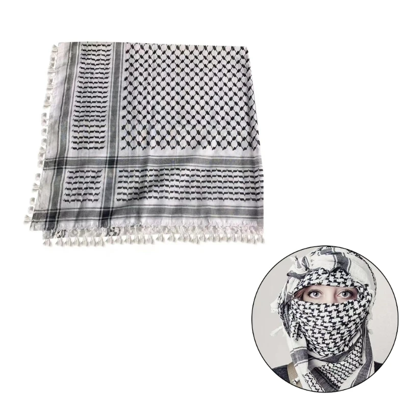 Bufanda Shemagh del desierto, pañuelo árabe con flecos, Bandana Keffiyeh Unisex, envoltura Universal para cabeza, para