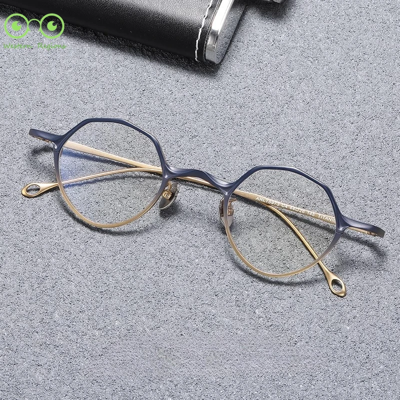 

Retro, minimalist, personalized, niche polygonal, ultra light, pure titanium, artistic, men's eyeglass frames, women's