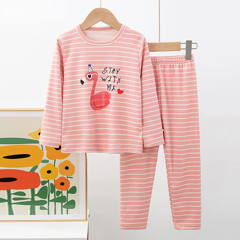 2-teiliges Kinder-Set, Jungen/Mädchen, gleicher Stil, Herbst/Winter, warm, schweißabsorbierend, bedruckt, mehrfarbig, modische Pyjamas – Detail 18