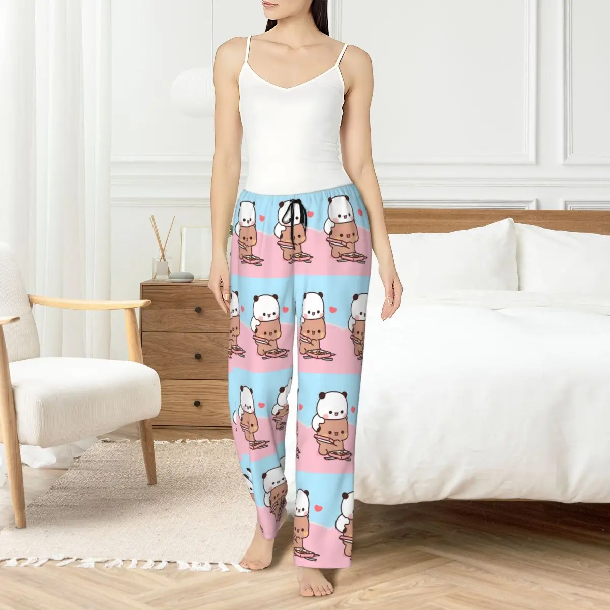 

Custom Bubu Dudu Pajama Pants Sleepwear for Women Elastic Waistband Kawaii Sleep Lounge Bottoms with Pockets