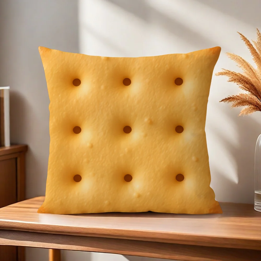 Doppelseitiger Toast-Salzkeks-Kissenbezug für Zuhause, Sofa, Wohnzimmer, Büro, Café, Auto – Detail 7