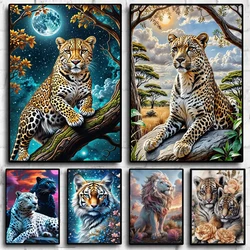 5D DIY Full Diamond Painting New 2024 Cross Stitch Kits Animal Leopard Tiger lion Mosaic Diamond Embroidery For Home Decor Gift