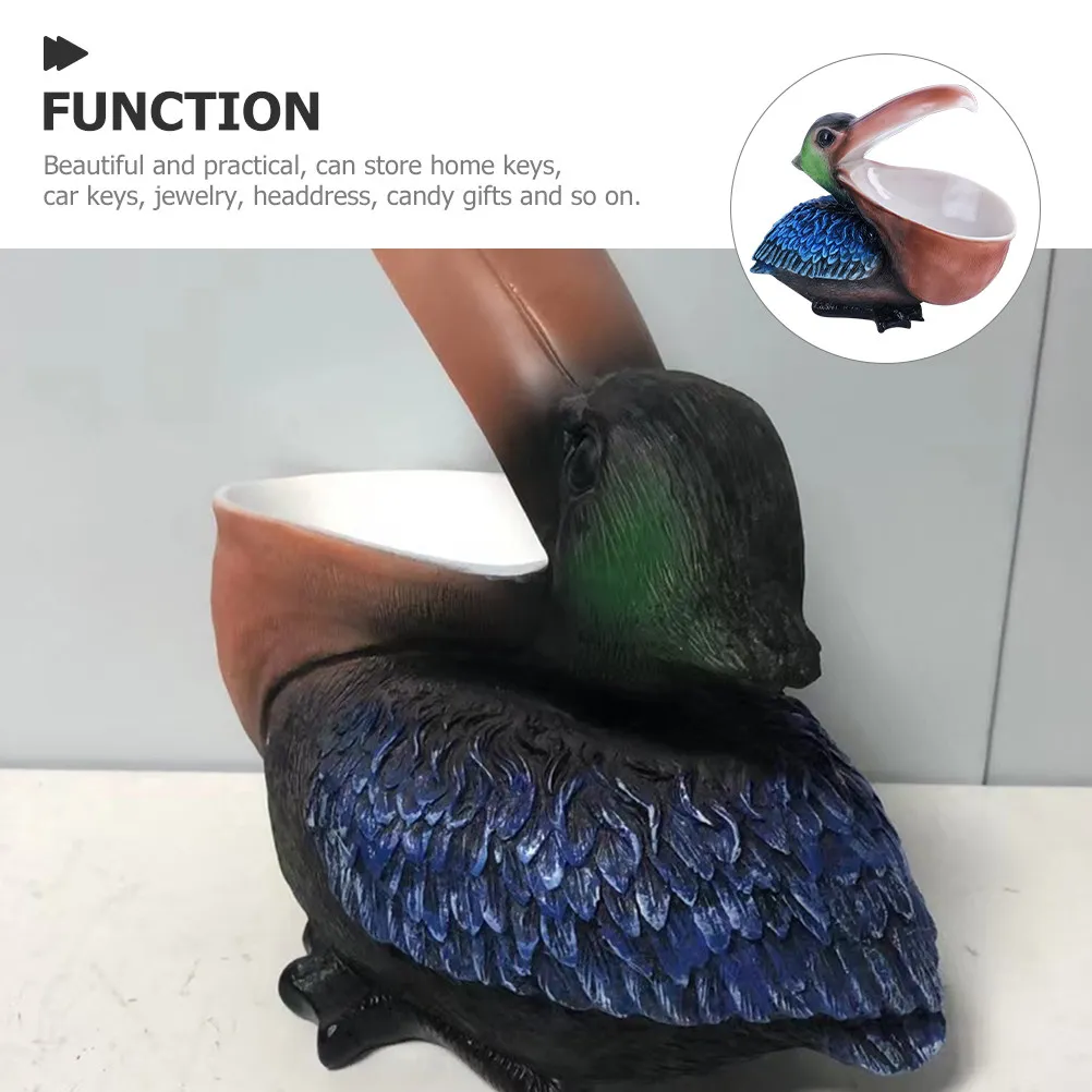 Toucan Sculpture Key Holder Resin Desktop Ornament for Home Decoration Dining Room Restroom Table Sundries Organizer Box