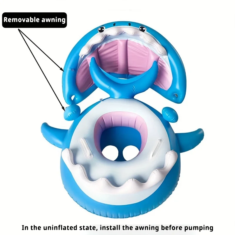 Koło dla dzieci basen dla malucha z nadmuchiwanym baldachimem rekin pływający w basenie dla dzieci basen dla dzieci pierścień pływający w basenie