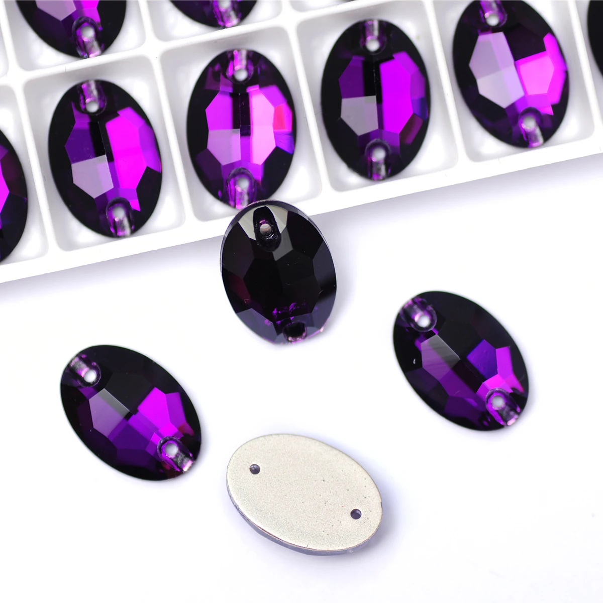 

YANRUO 3210 Oval 7x10 11x16 17x24mm Purple Velvet Sew On Crystal Rhinestone Diy Jewelry Making Needlework Stones