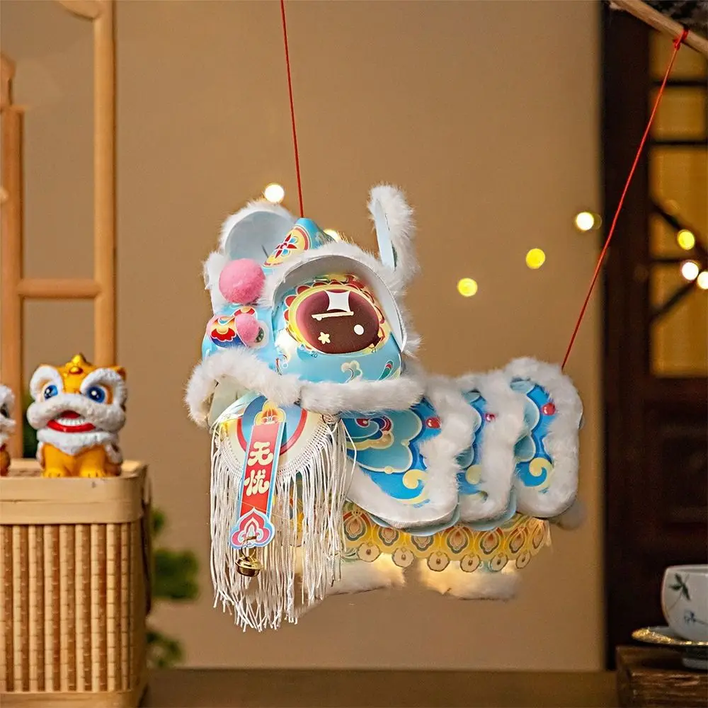 Picture 4: Lion Dance Mid-Autumn Festival Lantern Ancient Style DIY Material Package Chinese Style Lantern PVC Blessing Luminous Lantern