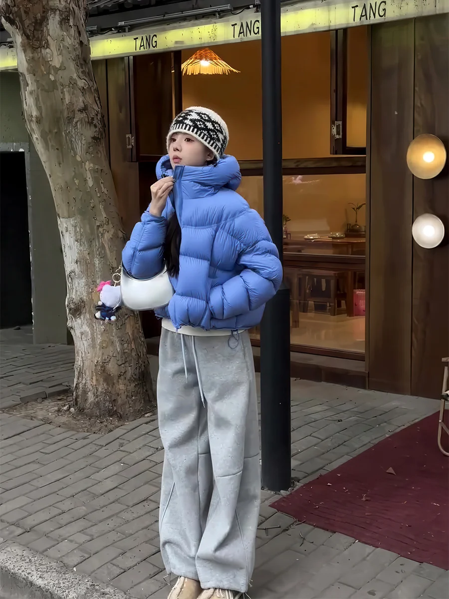 Coreano Sle azul ort Puffer Du down Jaet mujer invierno nuevo tamaño pequeño con capucha 90 blanco Du pluma ropa de abrigo cálida