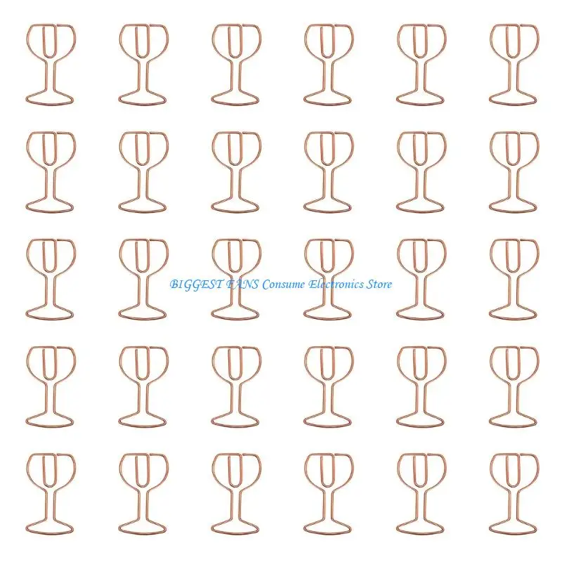 30pcs 와인 유리 모양 종이 클립 클립 파일 주최자 클립 금속 도서 마커 클립