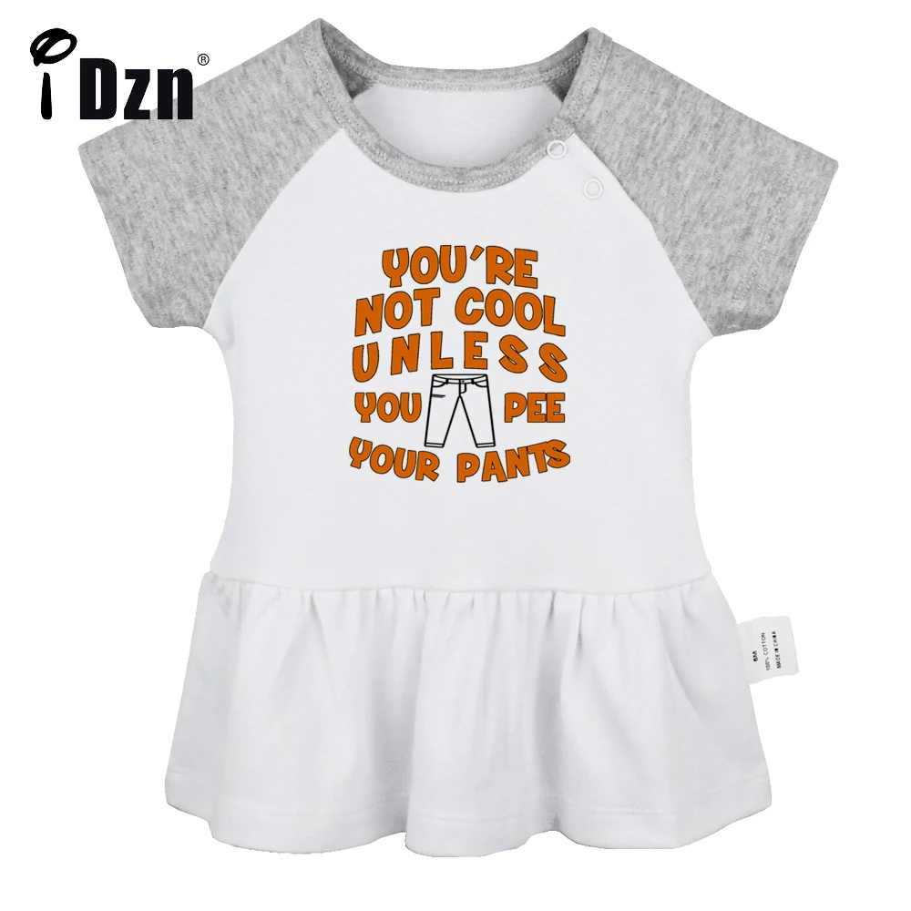 You'er Not Cool Unless Pee Your Pants Baby Girls Cute Short Sleeve Dress Infant Funny Pleated Dress Soft Cotton Dresses Clothes