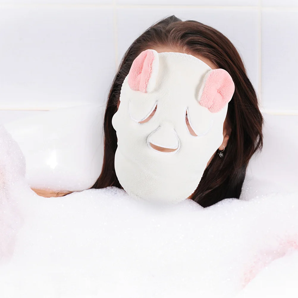 

2Pcs Cute Pattern Facial Towel Masks Thickened Coral Fleece for Hot Compress Face Steaming Skincare Routine Women Teens Facial