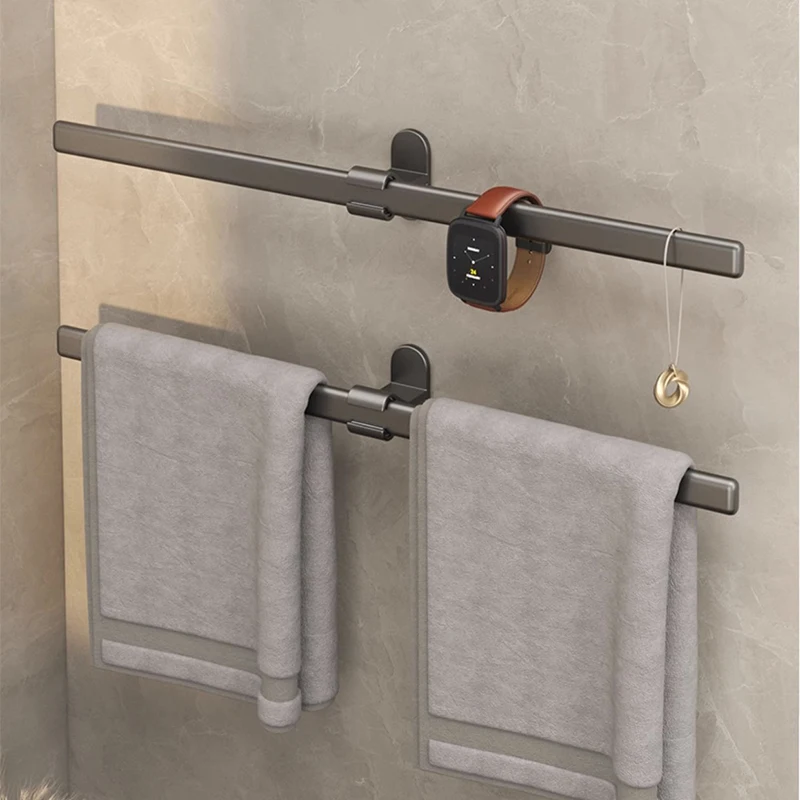 Towel Holder Self-adhesive Bathroom Towel Rack No Drilling Bathroom Organizers Bathroom Shelves Washstand Jewelry Watch Rack