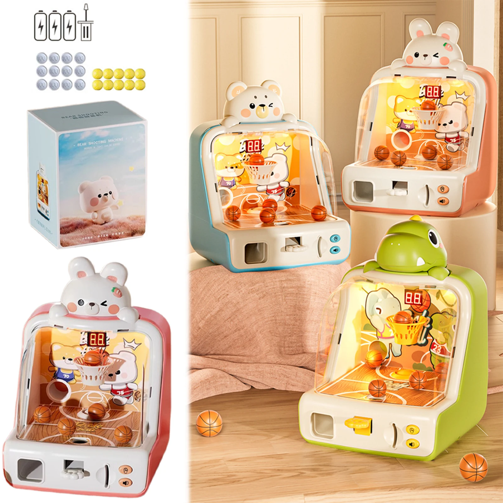 

Mini Abletop Basketball Shooting Game Toy Score Display Electronic-Arcade Shooting Machine Parent-Child Double Competitive Game