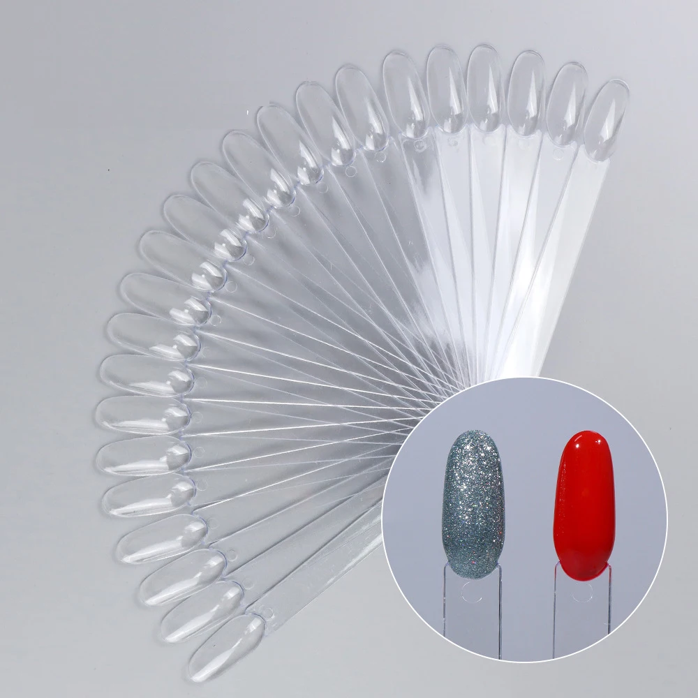 50pcs Color Card Nail Tips Display Clear Nature Color False Nail Tips For Gel Nail Polish Practice Board Tool Fan Shaped Palette