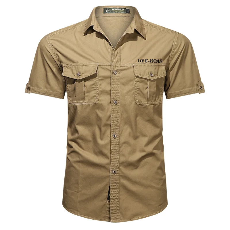 Military Cargo Shirts Men Summer Wear-resistant Short Sleeve Work Shirt Outdoor Army Tactical Shirts Multi-pocket Chemise Homme