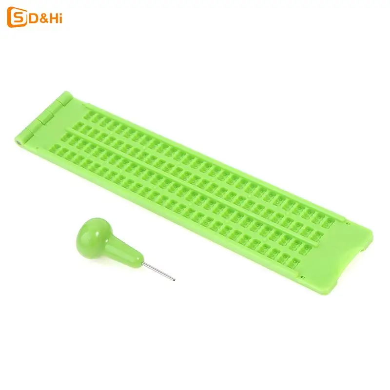 Plastic Braille Writing Slate Portable Practical Vision Care With Stylus Plastic School Learning Green Tool Accessory