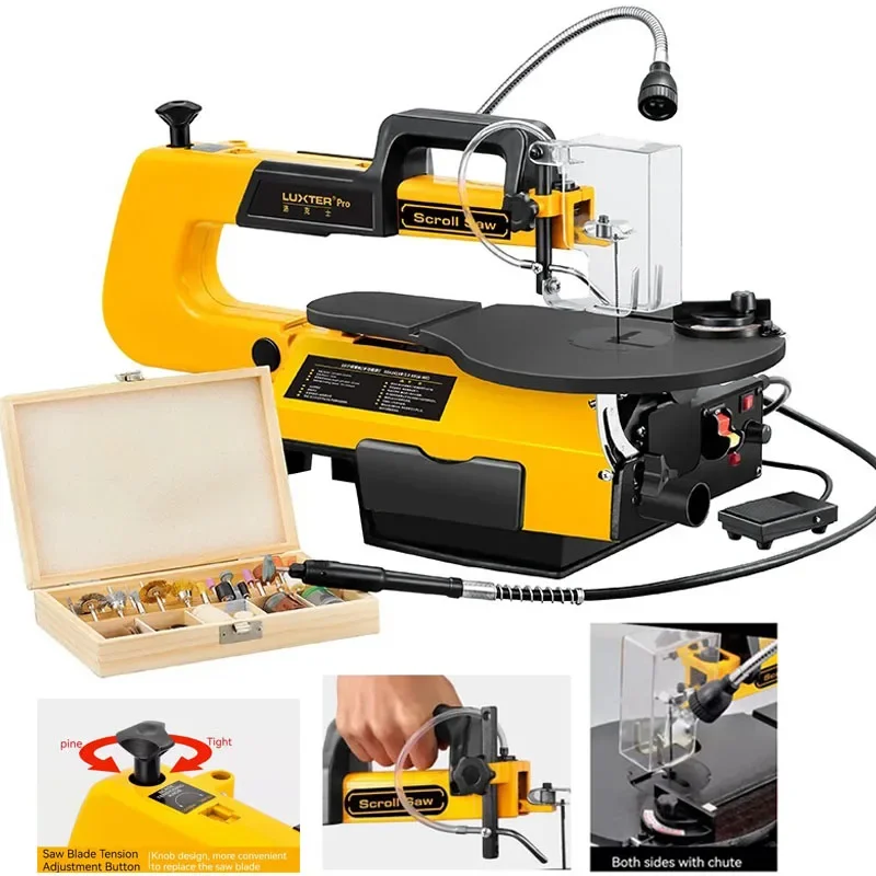 Multifunctional Speed Regulating Wire Saw Machine Woodworking Table Saw Curve Saw 16 Inch LED Lighting DIY Carving And Polishing