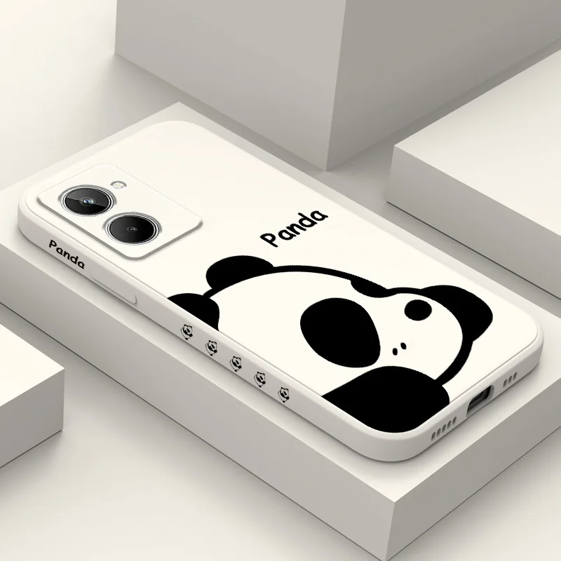 

Cute Panda Phone Case For OPPO Realme 11 10 9 9i 8 8i 7 Pro Plus C35 C21Y C25Y C25 4G 5G Liquid Silicone Cover