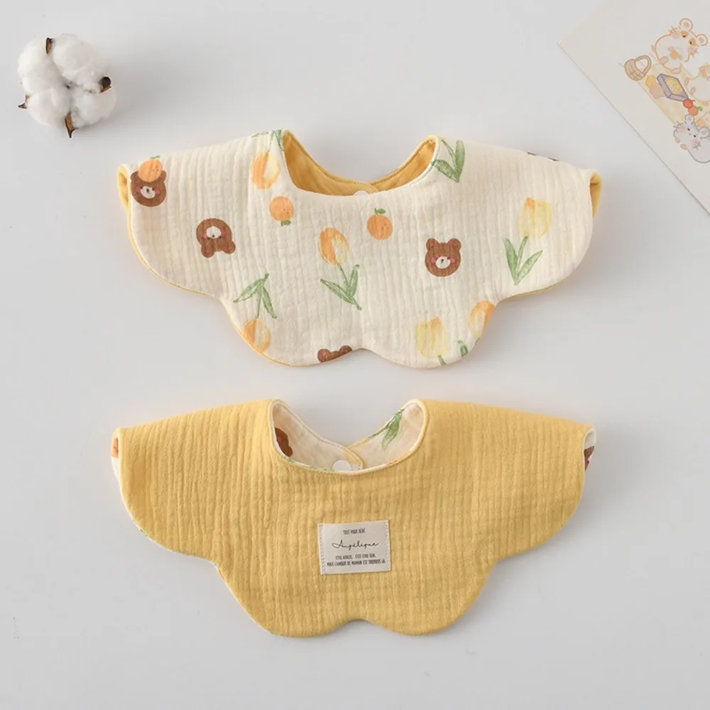 

New Two-sided Usable Feeding Bib Breathable Pacifier Drool Bib Pure Cotton Gauze Petal Bib For