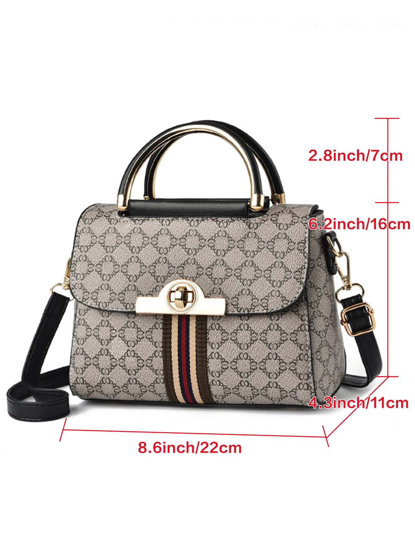 Fashionable geometric printed decorative handbag, elegant and versatile shoulder bag, large capacity crossbody bag image 3