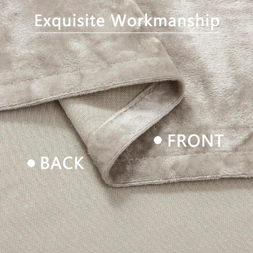 Luxury Ivory Crushed Velvet Curtains, 2-Panel Set, 52x96, Thermal Insulated, Soundproof, Light Filtering for Home Office