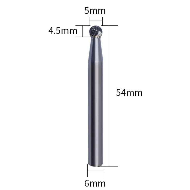 Carbide grinding and enlarging electric round head D-type milling cutter tungsten steel grinding head 6mm