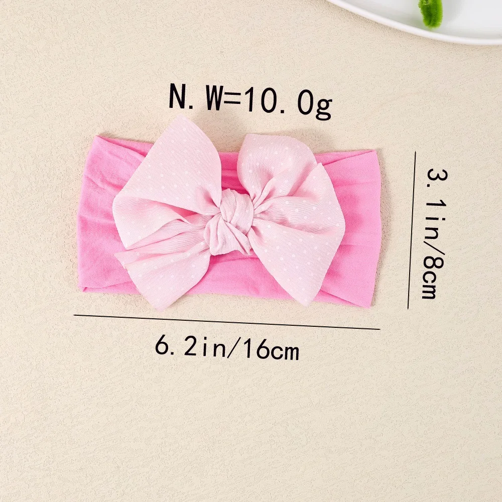 6Pcs Baby Girls Headband Big Polka Dot Bow Headbands Soft Nylon Elastic Hair Bands Newborn Toddler Baby Hair Accessories Gift