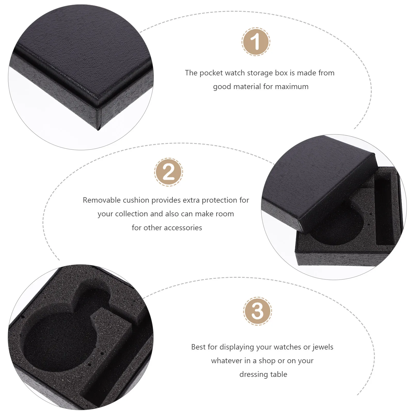 4Pcs Pocket Watch Storage Organizer Paperboard Case Removable Cushion Supports 47Mm Pocket Watches Display Box for Men