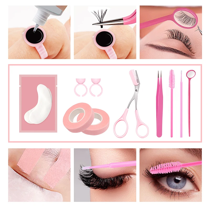 New ICONSIGN False Eyelash Extension Kit Professional Lash Kit For Beginner Brush Tweezers Glue Ring Eye Pad Lash Accessories