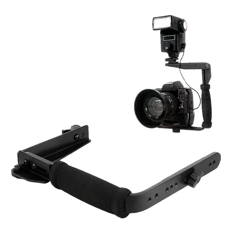 U-shaped Reversible Rotating Flash Bracket Video Handle Handheld Stabilizer Grip Rotatable for Camera Camcorder Mini DV DSLR SLR