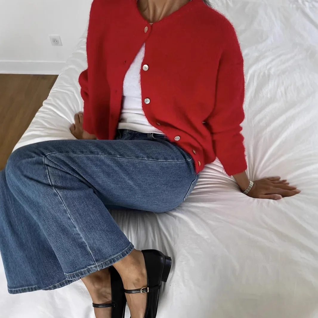 

Sweet O-neck Preppy Style Cardigan Sweater Autumn Winter Single Breasted Long Sleeve Warm Outwear Vintage Knitted Sweater