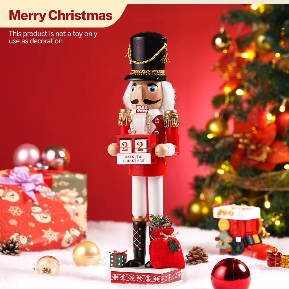 40CM Nussknacker Holzpuppe Walnuss-Soldaten-Modell Puppe Handgefertigte Figuren Handbemalte Figur Weihnachts- und Neujahrsdekoration für Zuhause – Detail 5