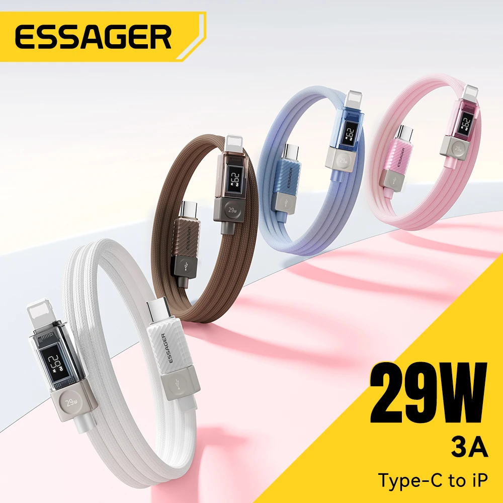 Essager USB Cケーブル iPhone 14 13 12 11 Pro Max Xs対応 デジタルディスプレイ付き PD 29W急速充電 タイプC to Lightning データケーブル