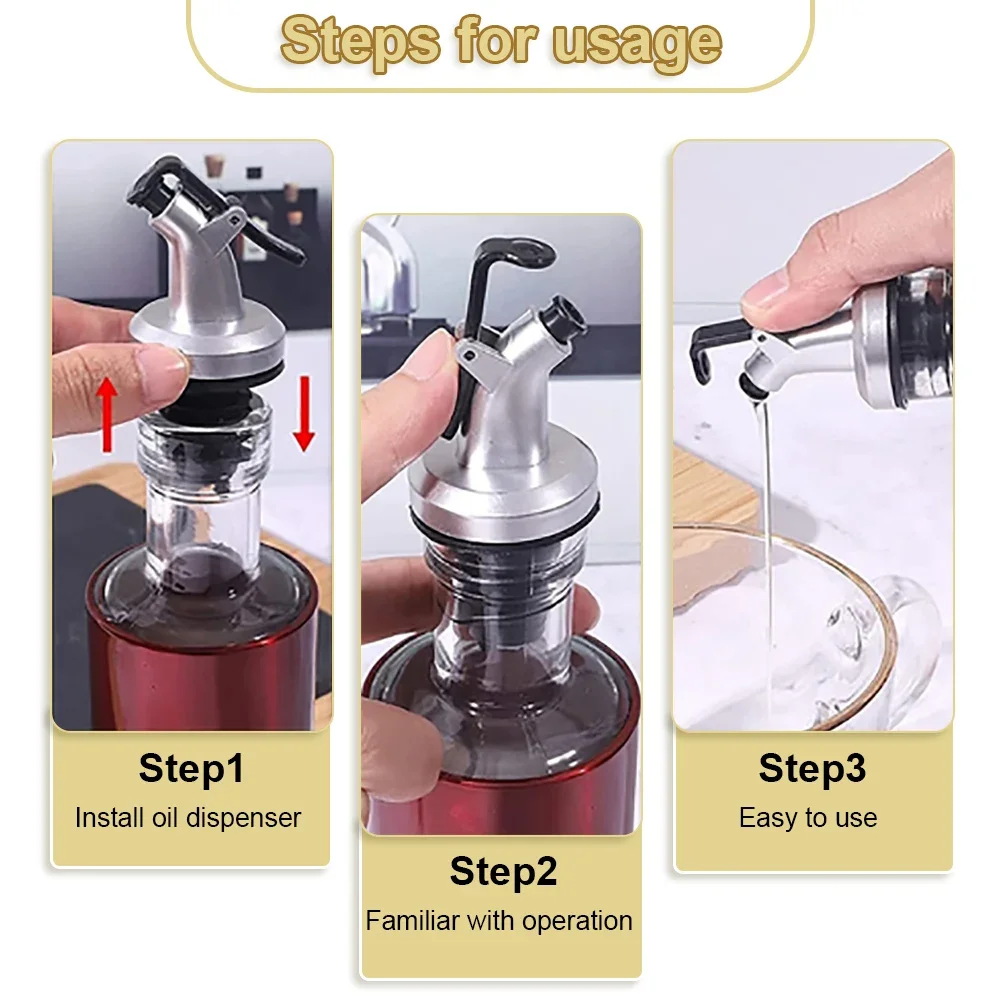 Oil Bottle Leakproof Stopper Dispenser Sprayer Lock Wine Bottle Pour Bottle Stopper Kitchen Tools Sauce Bottle Dispenser