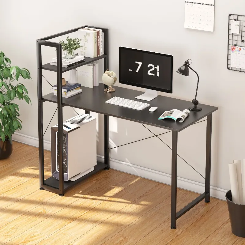 Desk bookshelf, integrated home office writing desk, wall desktop computer desk
