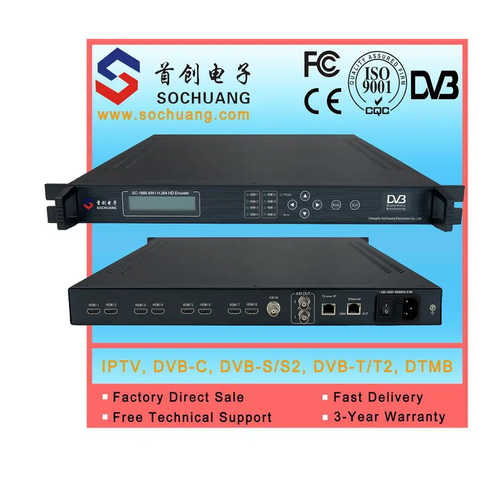 جهاز تشفير Mpeg-4/mpeg 4 H264 hd Encoder/ Encoder (8HD MI In، فقط IP(TS UDP-gigabit) Out)