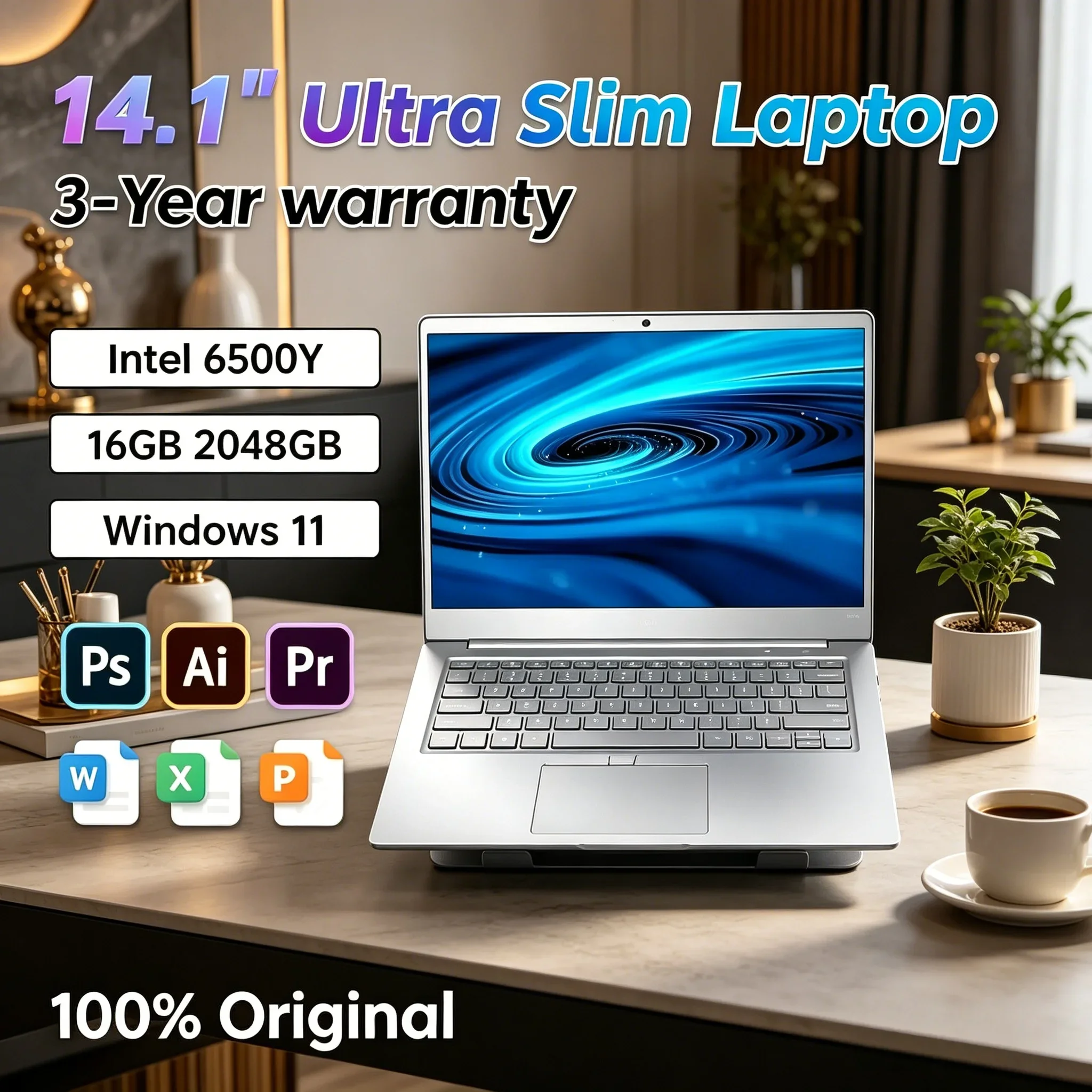 

High‑Speed 14.1" Thin Laptop Intel6500Y 32GBRAM 2TB SSD 5000mAh Windows11 Fingerprint Backlit Keyboard Business Gaming Ultrabook