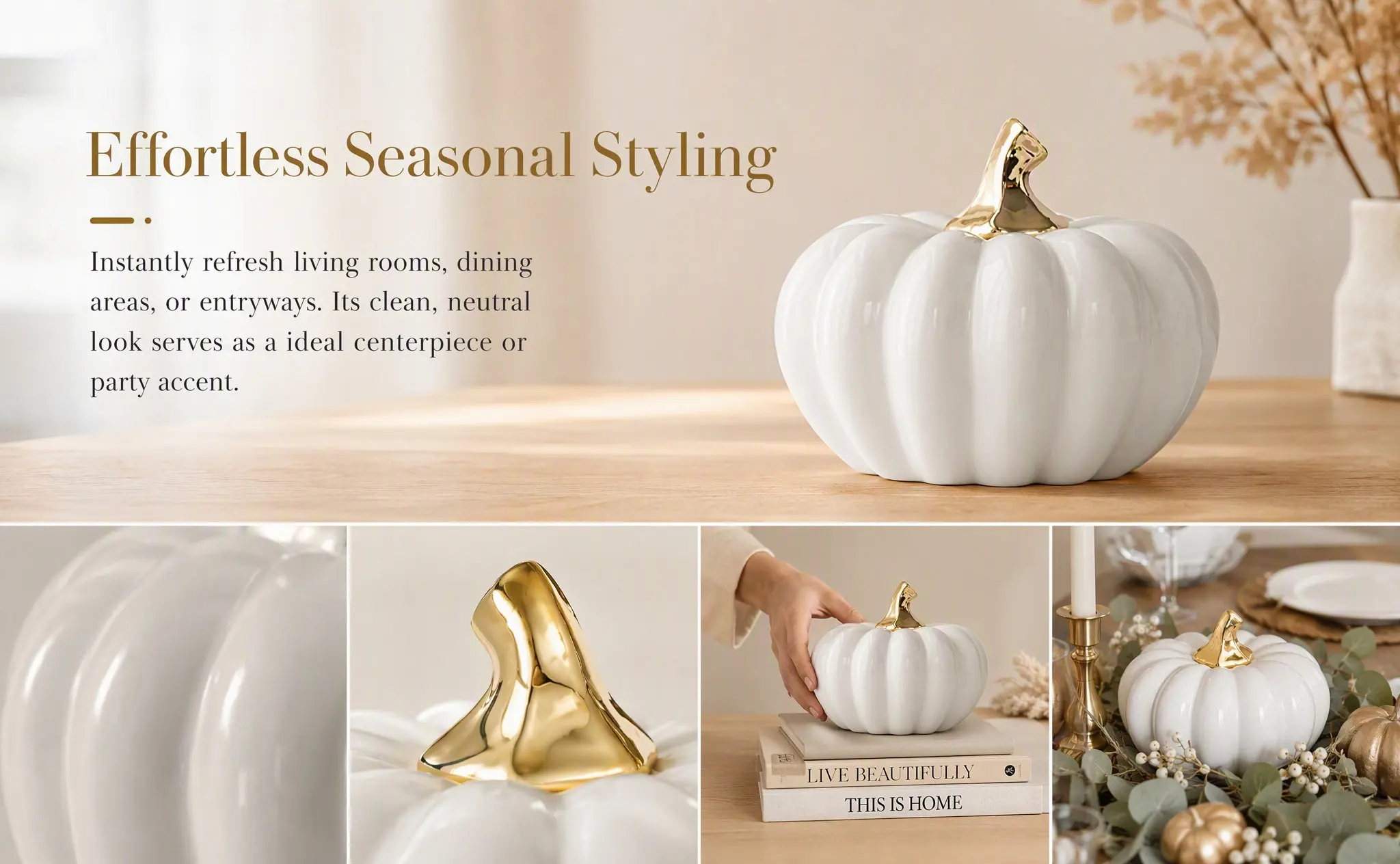 Ceramic Pumpkin Decor Halloween Home Decor Fall Tabletop Ornament Realistic Simulation Pumpkin Craft for Desktop Shelf Living