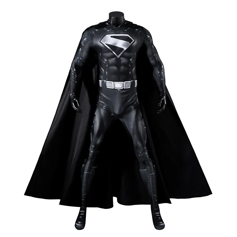 

Superman Legacy Black Jumpsuit with Cloak Cosplay Costume Halloween Costume Party Performance Clothing for Adult Men