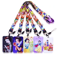 Porte-cartes Disney princesse Blanche Neige pour femme, étui à cartes de dessin animé, porte-badge d'identité, porte-cartes de crédit pour fille, clip rétractable, longes