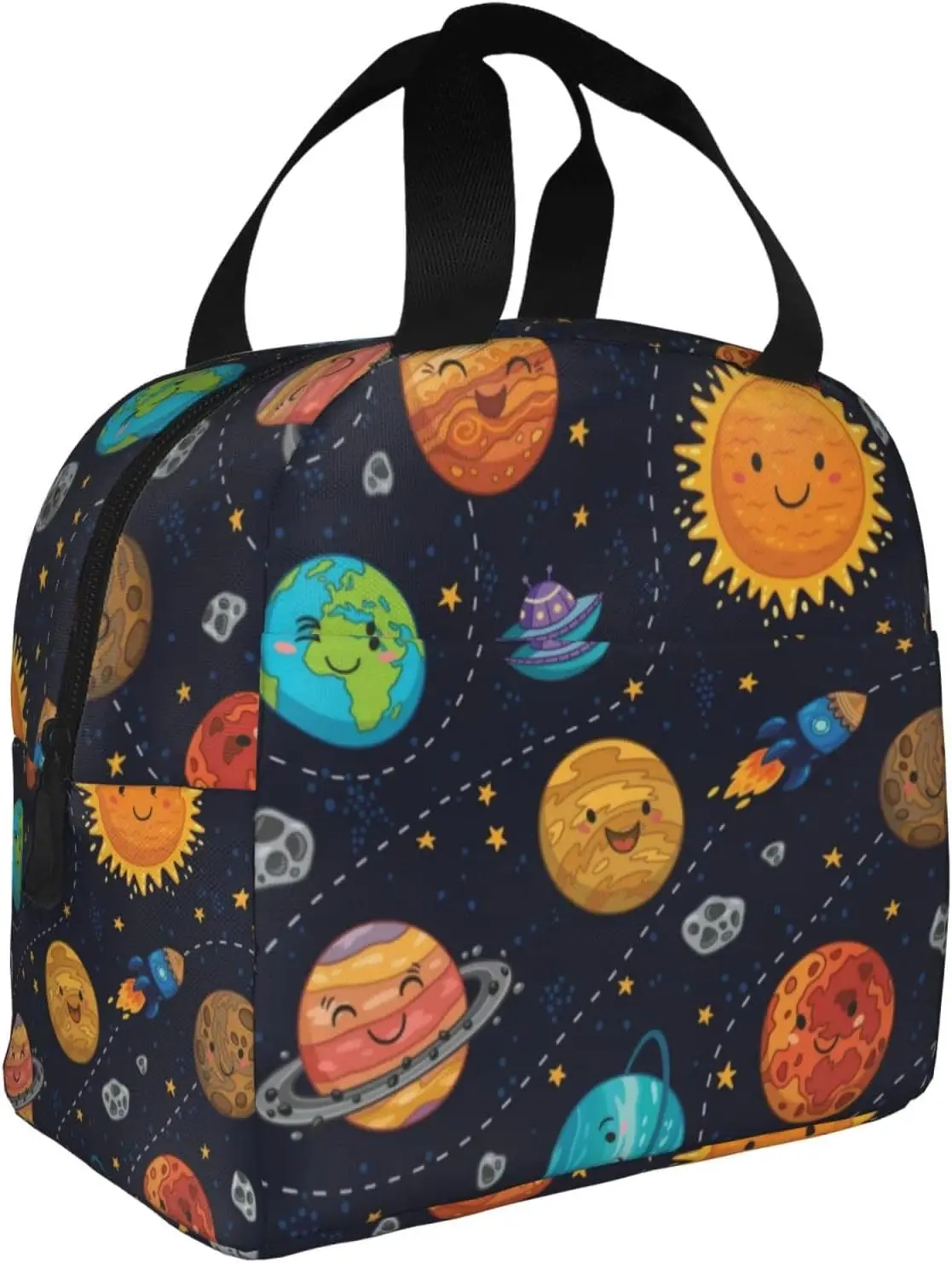 Space Planet Insulated Lunch Bag for Kids Solar System Lunch Box Universe Galaxy Cooler Bag for Boys Girls School Travel Picnic