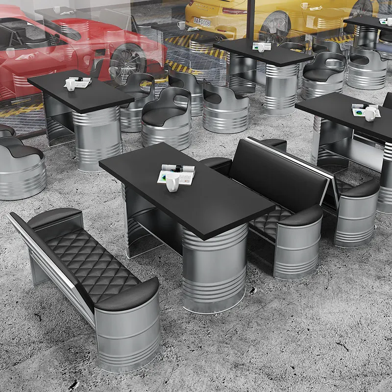 Bar Furniture Sets,Custom Eco-Friendly Commercial Booth Sofa Table Set Galvanized Metal Frame Outdoor Restaurant Bench Seating F