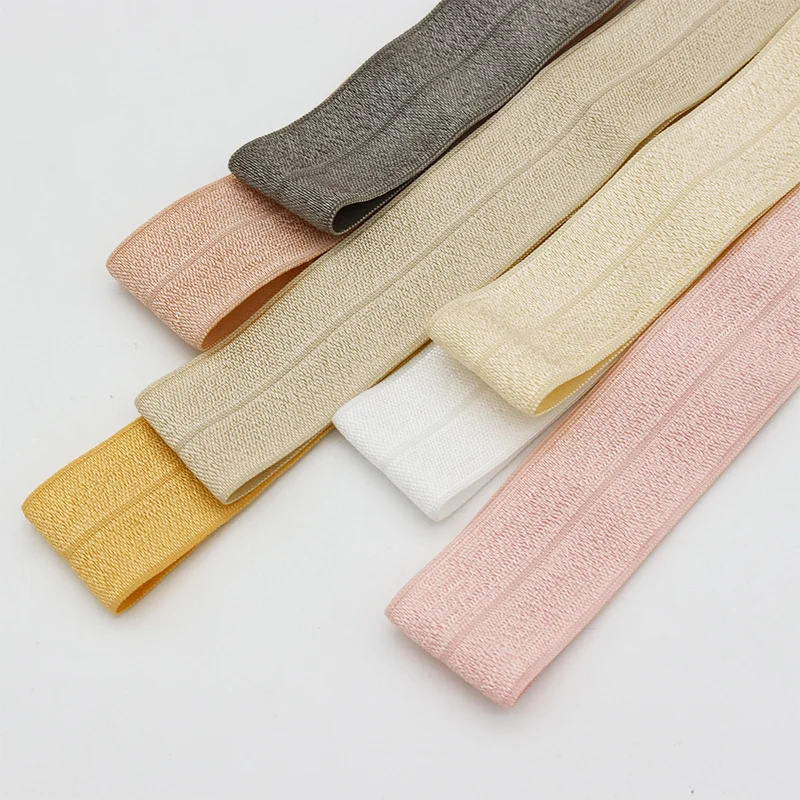 

1'' 25mm Solid Color Spandex FOE Band Fold Over Elastic Ribbon DIY Sewing Lace Trim Garment Underwear Bra Accessory Webbing