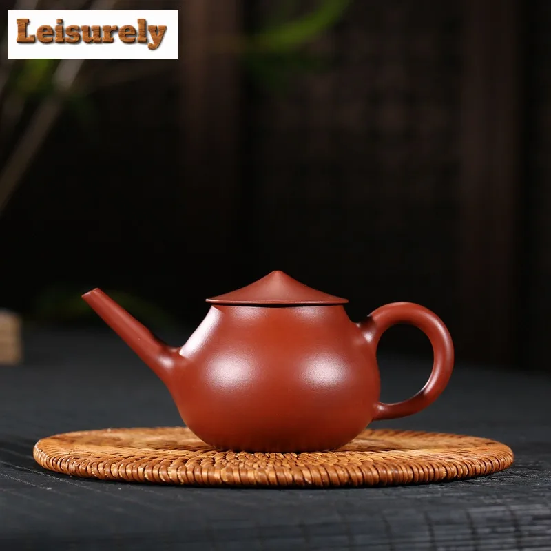 

160ml Yixing Purple Clay Teapots Master Handmade Sketch Old Fisherman Pot Raw Ore Dahongpao Mud Tea Making Kettle Zisha Tea Set