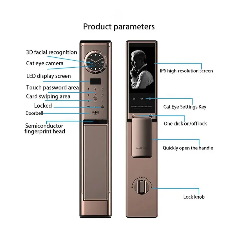 005 Security Intelligent Biometric Digital Lock Tuya Wifi Fingerprint Smart Door Lock With Camera Smart Door Lock