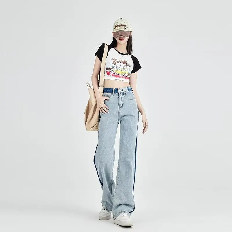 Y2K Women's Pants Baggy Jeans Girls Straight Jeans Trendy Woman Clothing Women High Shot Pants Oversized Sweatpants New