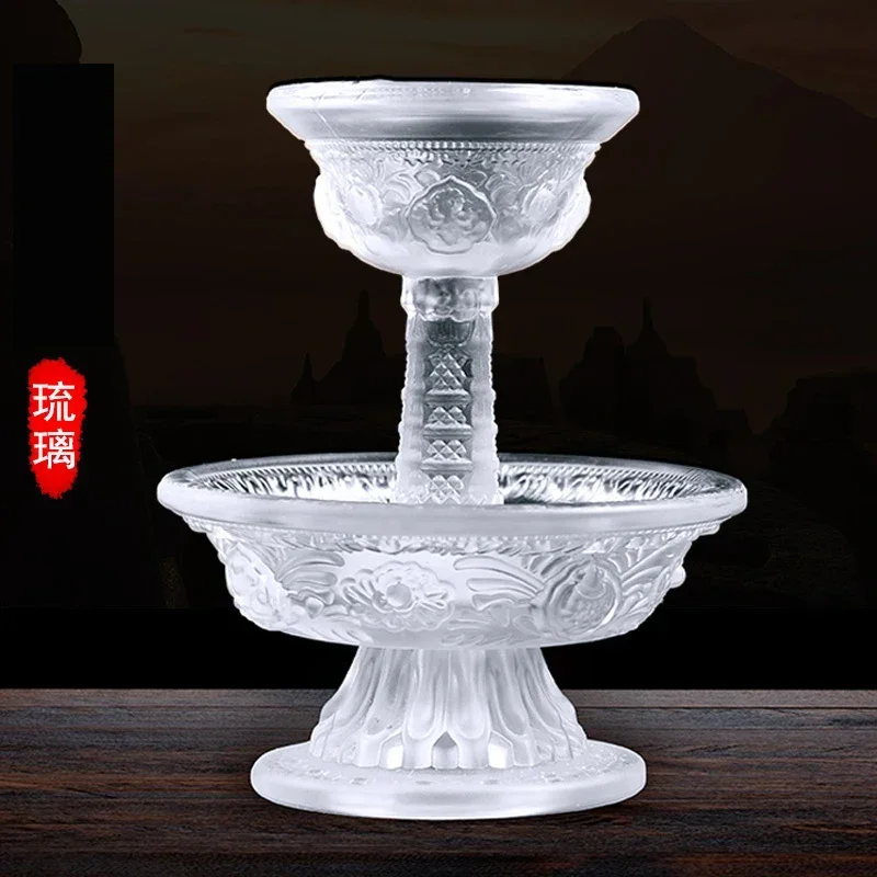 Crystal glass eight auspicious dharma cup for Xizang supplies in seven colors and sizes