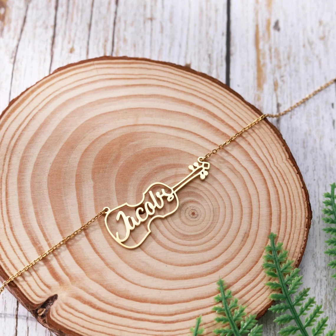 تخصيص اسم الغيتار قلادة قلادة سوار طقم مجوهرات للرجال النساء زوجين الفولاذ المقاوم للصدأ مجموعة شخصية عازف الجيتار هدية