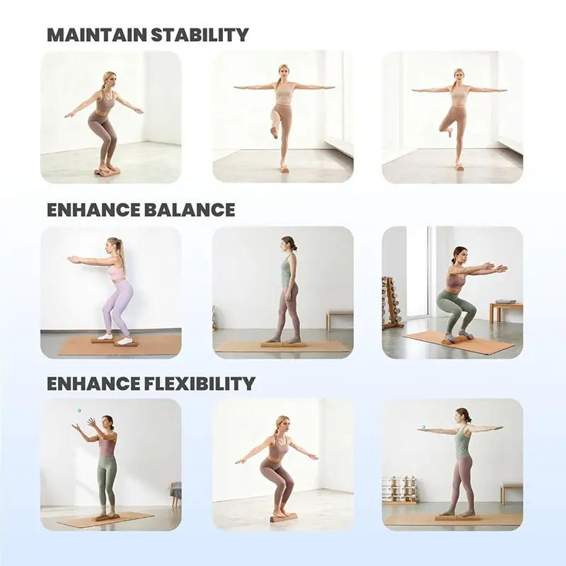 【Price Drop !!】Yoga Training Set Includes Cork Balance Trainer, Massage Ball, Yoga Roller, Toe Power Band& Yoga Cork Balance Boa
